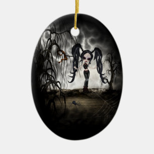 Sepia Gothic Girl Vignette Keramisch Ornament
