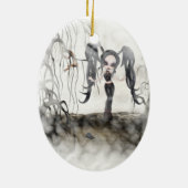 Sepia Gothic Girl Vignette Keramisch Ornament (Achterkant)