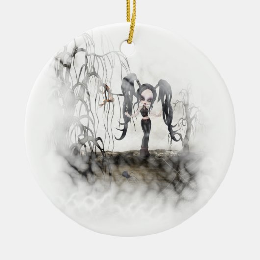 Sepia Gothic Girl Vignette Keramisch Ornament (Voorkant)