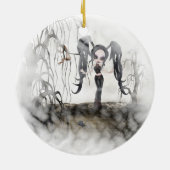 Sepia Gothic Girl Vignette Keramisch Ornament (Achterkant)