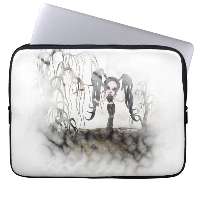 Sepia Gothic Girl Vignette Laptop Sleeve (Voorkant)