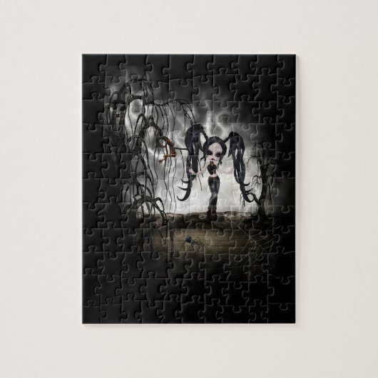 Sepia Gothic Girl Vignette Legpuzzel (Verticaal)