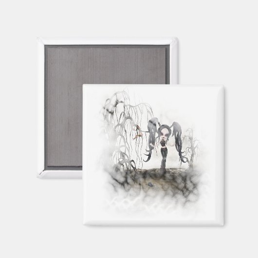 Sepia Gothic Girl Vignette Magneet (Voorkant / Achterkant)