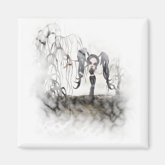 Sepia Gothic Girl Vignette Magneet (Voorkant)