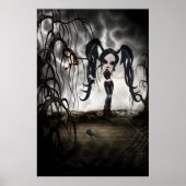 Sepia Gothic Girl Vignette Poster (Voorkant)