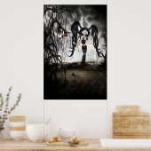 Sepia Gothic Girl Vignette Poster (Keuken)