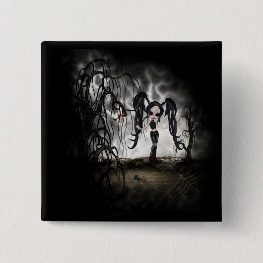 Sepia Gothic Girl Vignette Vierkante Button 5,1 Cm (Voorkant)