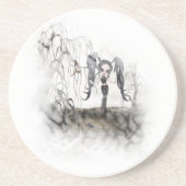 Sepia Gothic Girl Vignette Zandsteen Onderzetter (Voorkant)