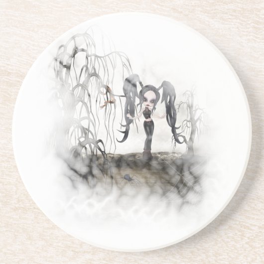 Sepia Gothic Girl Vignette Zandsteen Onderzetter (Voorkant)