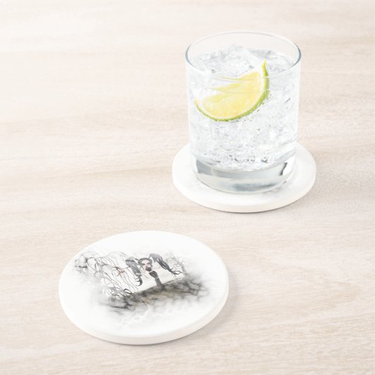 Sepia Gothic Girl Vignette Zandsteen Onderzetter (Zijkant)