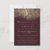 Sepia Goud Glitterende Burgundy Uitnodiging (Voorkant)