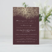 Sepia Goud Glitterende Burgundy Uitnodiging (Staand voorkant)