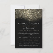 Sepia Goud Glitterende Zwarte Uitnodiging (Voorkant)