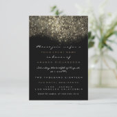 Sepia Goud Glitterende Zwarte Uitnodiging (Staand voorkant)