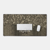 Sepia gouden faux sparkles rustiek hout Monogram Bureaumat (Keyboard & Muis)