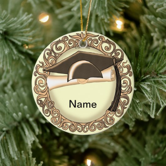 Sepia Graduation Cap custom ornament (Boom)