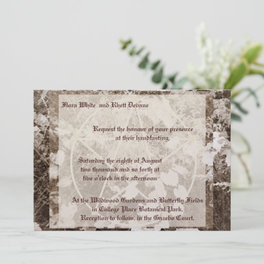 Sepia Grapevine Wedding/Handfasting Pentacle Suite Kaart (Staand voorkant)