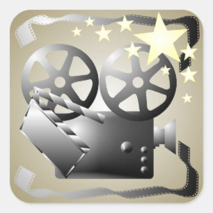 Sepia Grey Film Cinema Theatre Sticker