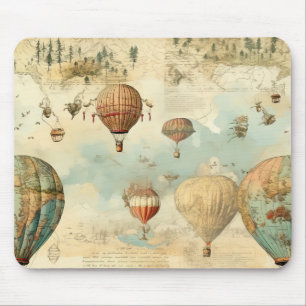 Sepia Heet Luchtballon Antieke Kaart Muismat