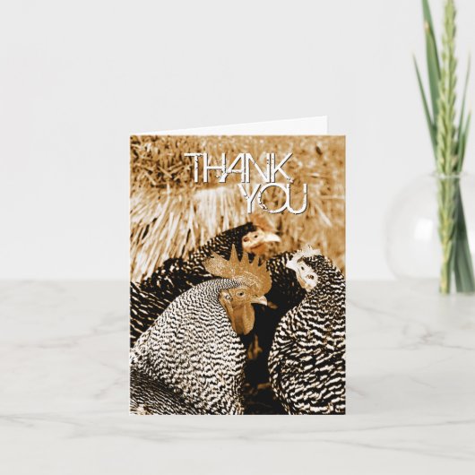 Sepia het Huwelijk van de Kippen van de Toon dankt Bedankkaart (Voorkant)