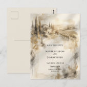 Sepia Highland Manor Save The Date Postkaart (Voorkant / Achterkant)