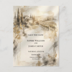 Sepia Highland Manor Save The Date Postkaart