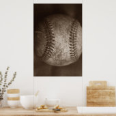 Sepia Honkbal Uniek Kunstwerk Poster (Keuken)