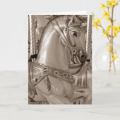 Sepia Horse Birthday Kaart (Gele Bloem)