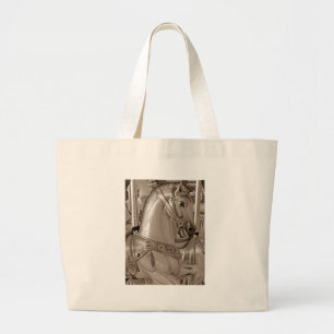Sepia Horse Grote Tote Bag