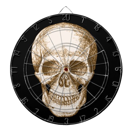 Sepia Human skull Dartbord (Voorkant)