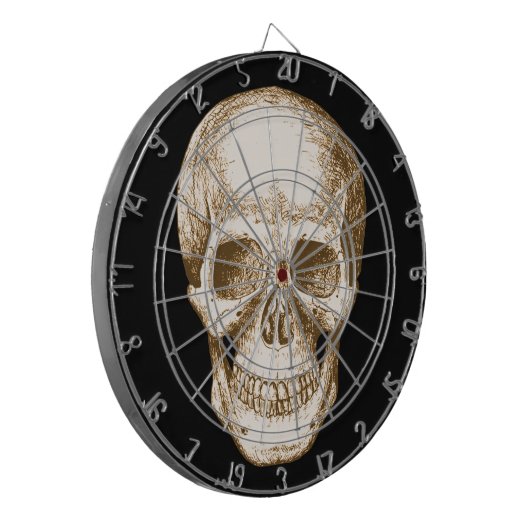 Sepia Human skull Dartbord (Voorkant Links)