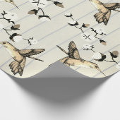  Sepia Hummingbird & Florals Cadeaupapier (Hoek)