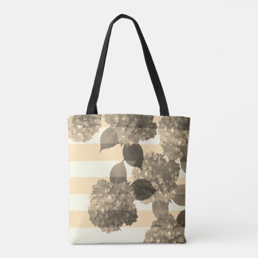 Sepia Hydrangea met Stripes Tas (Achterkant)