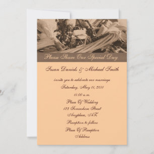 Sepia Indian Corn Autumn Wedding Invitation Kaart