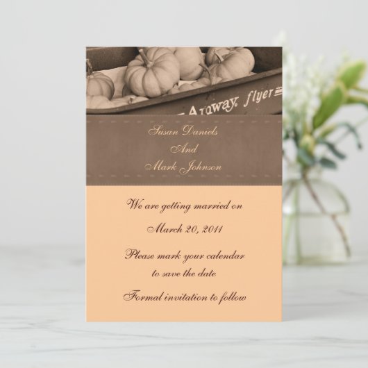 Sepia Indian Corn Fall Wedding Save the Date (Staand voorkant)
