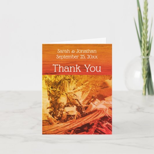 Sepia Indiase maïs herfstbruiloft Bedankkaart (Voorkant)
