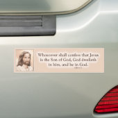 Sepia Jesus Art Bijbelcitaat - 1 John 4:15 Bumpersticker (Op auto)