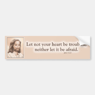 Sepia Jesus Art Bijbelcitaat - John 14:27 Bumpersticker