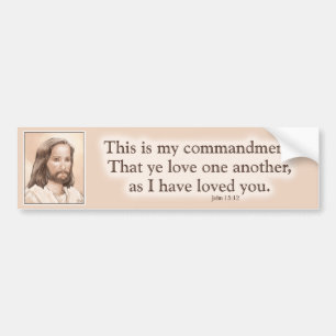 Sepia Jesus Art Bijbelcitaat - John 15:12 Bumpersticker