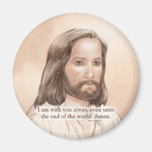 Sepia Jesus Art Bijbelcitaat - Matthew 28:20 Magneet