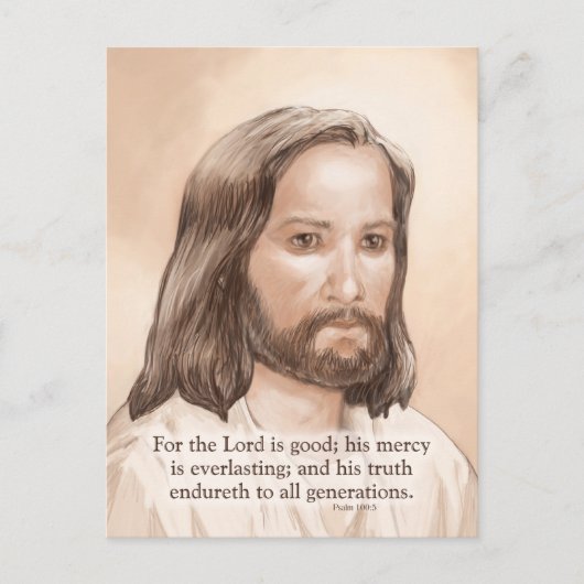 Sepia Jesus Art Bijbelcitaat - Psalm 100:5 Briefkaart (Voorkant)