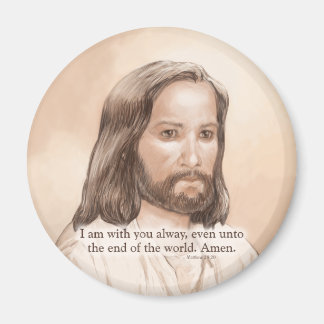 Sepia Jezus Art Bijbel Quote - Matteüs 28:20 Magneet