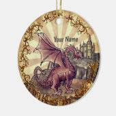 Sepia Kasteel draak Keramisch Ornament (Links)