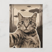 Sepia Kat en UFO’s Briefkaart (Voorkant)