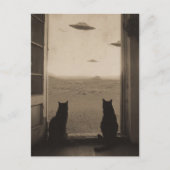 Sepia katten en UFO's Briefkaart (Voorkant)