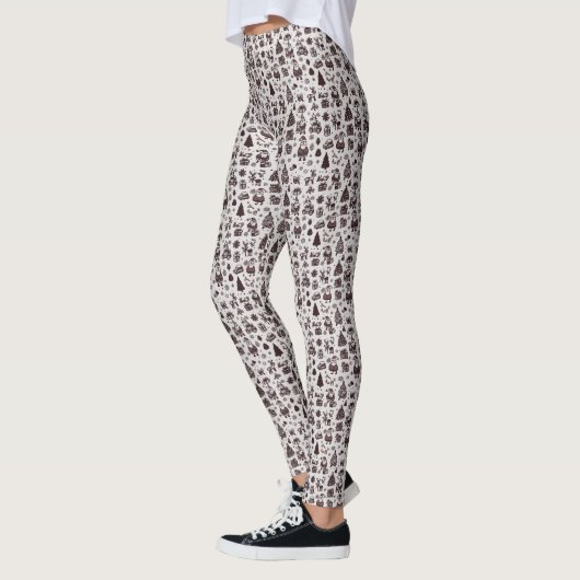 Sepia Kerstpatroon Leggings (Links)