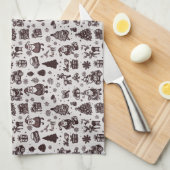 Sepia Kerstpatroon Theedoek (Quarter Fold)