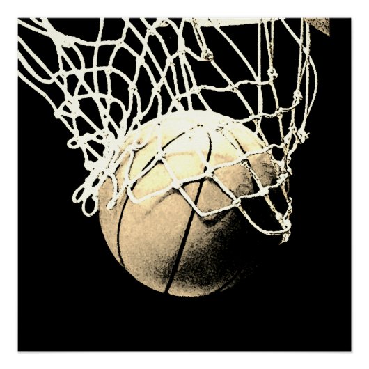 Sepia  Kijk op Basketball Perfecte Art Perfect Poster (Voorkant)