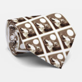 Sepia Kleur Howling Wolf Stropdas (Opgerold)