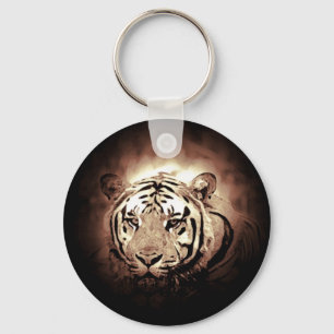 Sepia Kleur Tijger Wild Big Cat Sleutelhanger